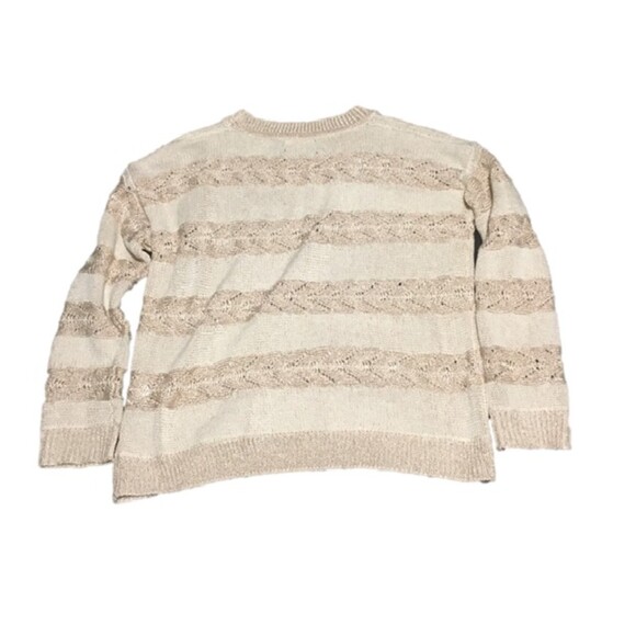 ✨️3 For $20✨️ sweater Womens M cream gold metallic glitter striped Y2K Coastal - Picture 2 of 7